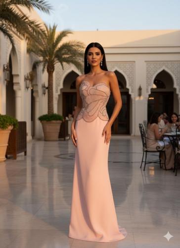 فستان سهره وردي فخم