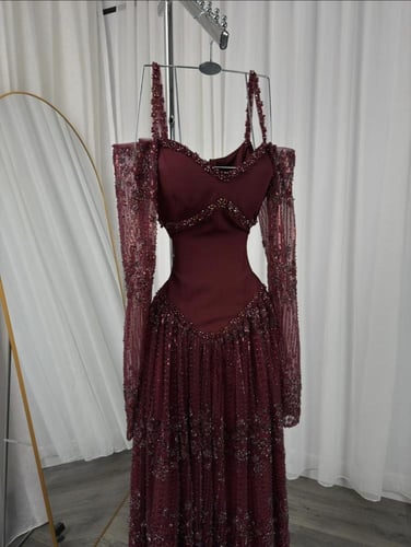 فستان سهره برغندي فخم