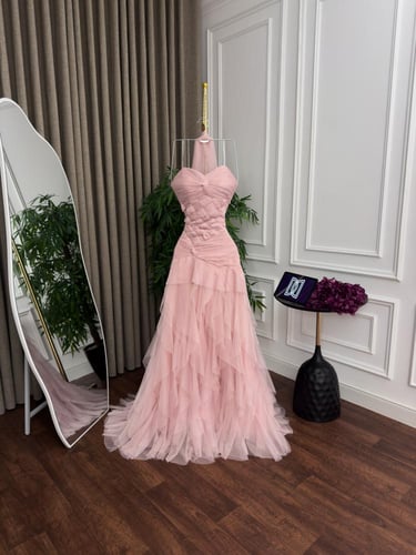 فستان سهره وردي تل