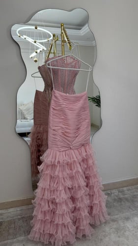 فستان سهره وردي كورسيه