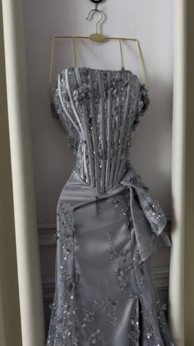 فستان سهره فخم رصاصي