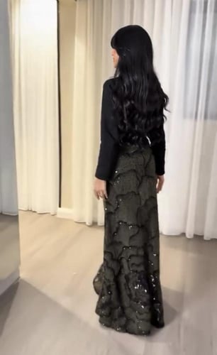 فستان سهره فخم زيتي