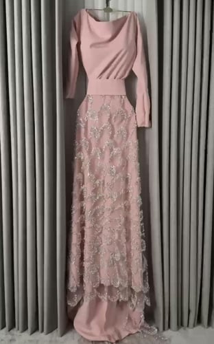 فستان سهره وردي فخم