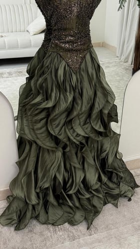 فستان سهره زيتي فخم