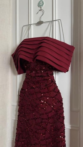 فستان سهره فخم عنابي