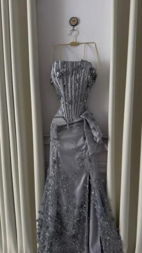 فستان سهره فخم رصاصي