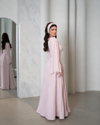 فستان سهره وردي ناعم