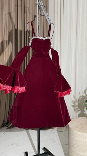 فستان سهره جوخ عنابي