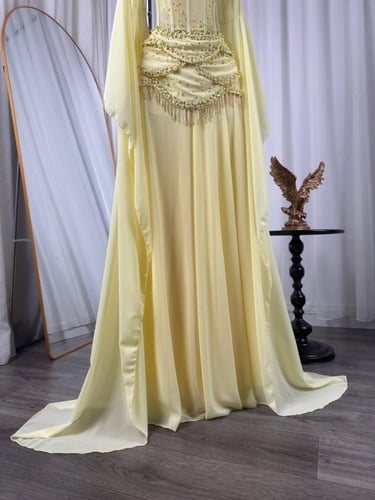 فستان سهره ليموني راقي