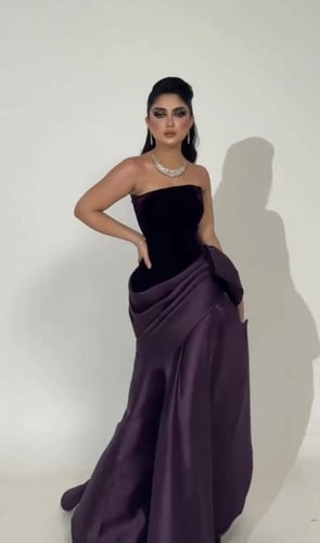 فستان سهره ازرق &موف مخمل وتفته