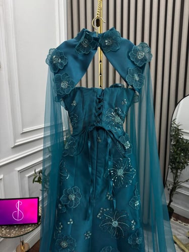 فستان سهره فخم تركواز