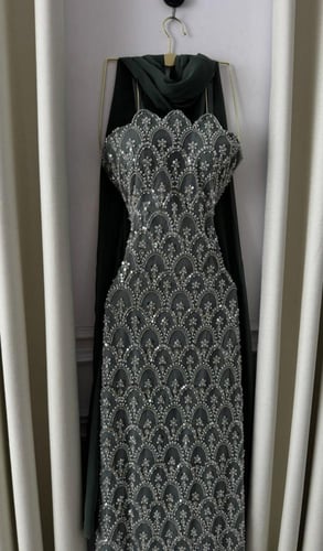 فستان سهره فخم زيتي