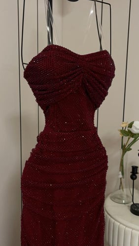 فستان سهره عنابي فخم