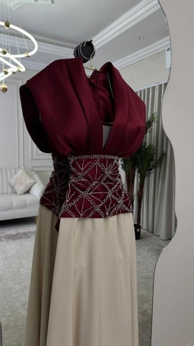 فستان سهره اسود &عنابي & بني