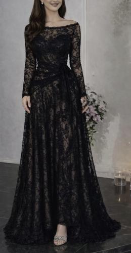 فستان سهره دانتيل اسود فخم
