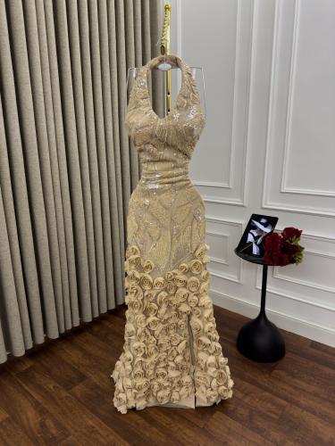 فستان سهره فخم بيج