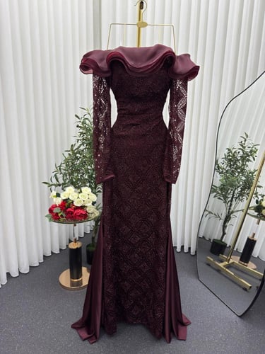 فستان سهره برغندي راقي