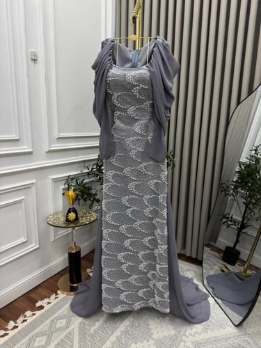 فستان سهره فخم رصاصي