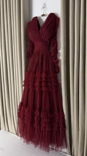 فستان سهره عنابي