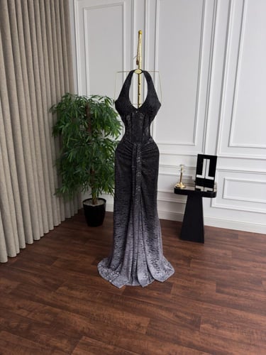 فستان سهره اسود ورصاصي