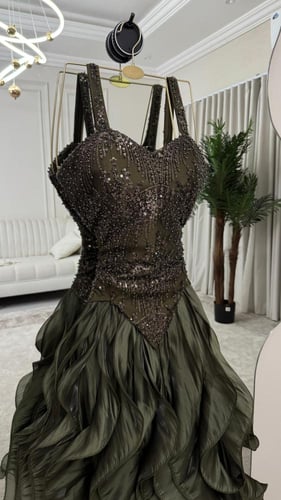 فستان سهره زيتي فخم