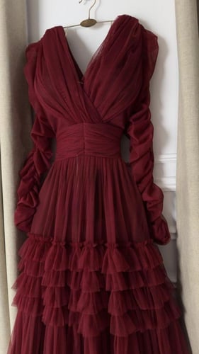 فستان سهره عنابي