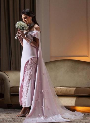 فستان سهره فخم وردي ملكه