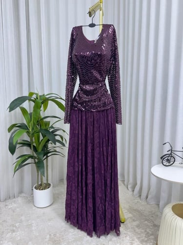 فستان سهره فخم موف فاتح