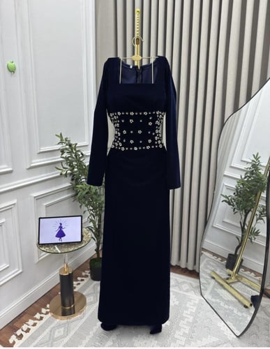 فستان سهره مخمل كحلي