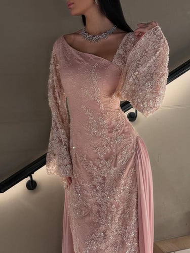 فستان سهره وردي فخم