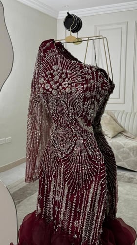 فستان سهره عنابي فخم