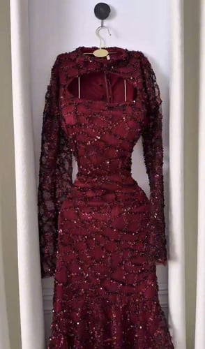 فستان سهره فخم عنابي