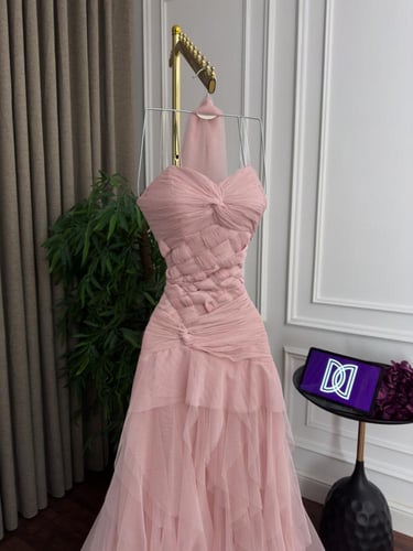 فستان سهره وردي تل