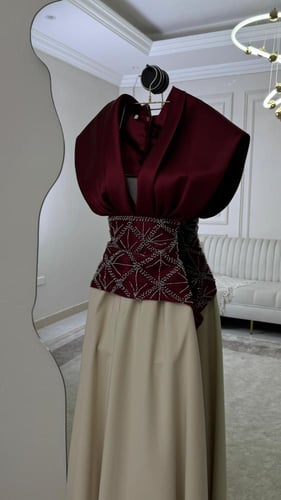 فستان سهره اسود &عنابي & بني