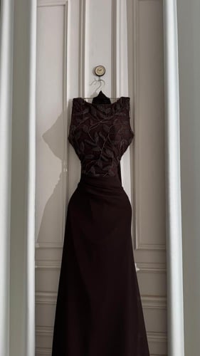 فستان سهره بني ناعم