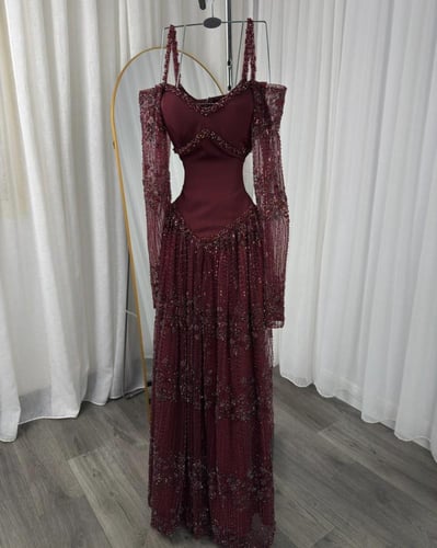 فستان سهره برغندي فخم