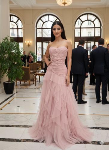 فستان سهره وردي تل