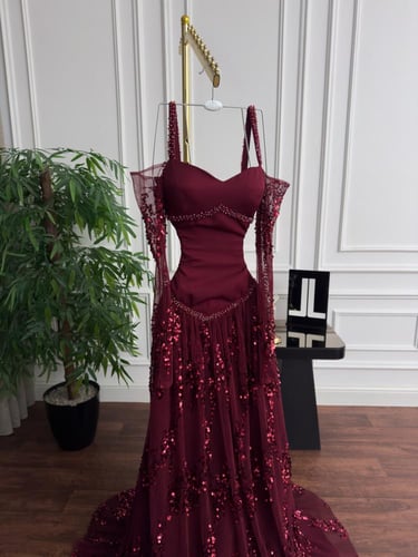 فستان سهره برغندي فخم