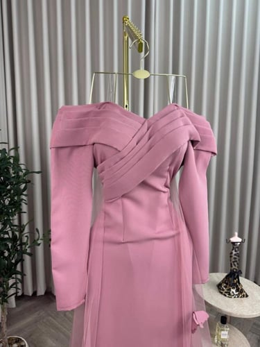 فستان سهره وردي فخم