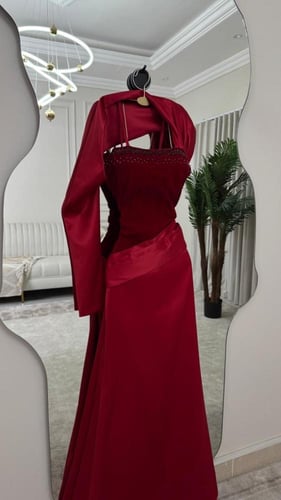 فستان سهره احمر جوخ وتفته