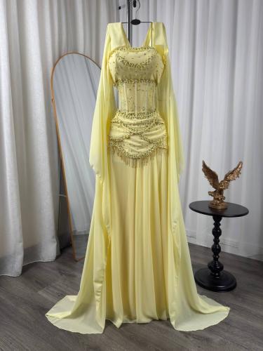 فستان سهره ليموني راقي