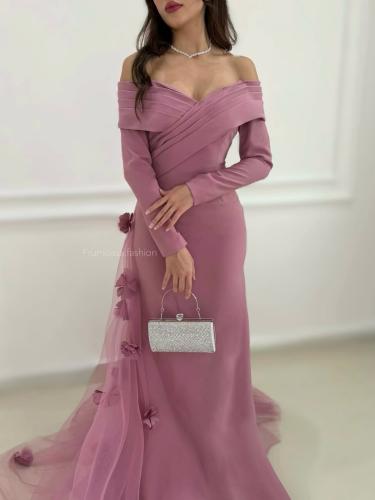 فستان سهره وردي فخم