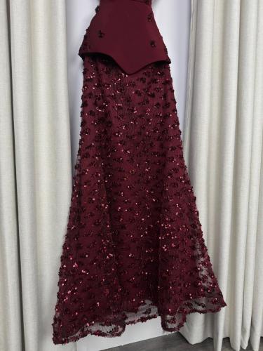 فستان سهره فخم برغندي