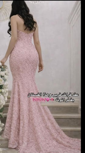 فستان سهره وردي فخم تصميم خاص