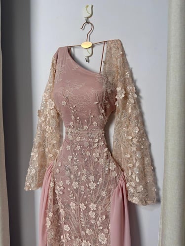 فستان سهره وردي فخم