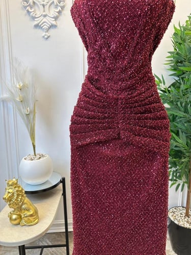 فستان سهره عنابي فخم