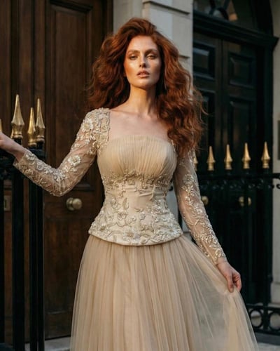 فستان سهره فخم. ذهبي