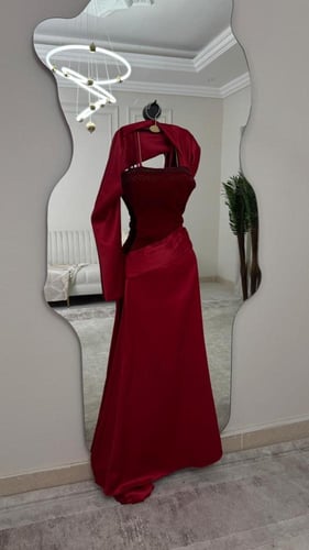 فستان سهره احمر جوخ وتفته