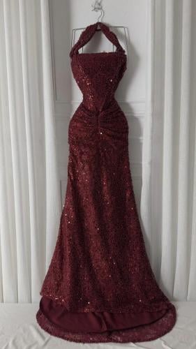 فستان سهره عنابي فخم