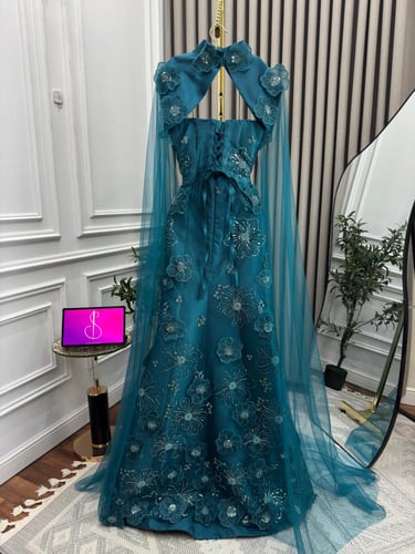 فستان سهره فخم تركواز